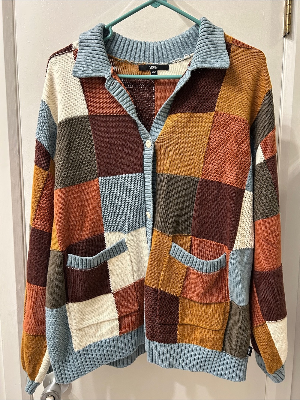 Vans Viral Checker Cardigan Patchwork Button-Front Sweater